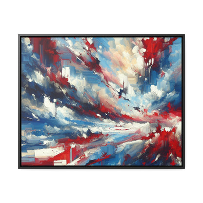 Vibrant Transcendence in Sky Blue, Red, and White Canvas