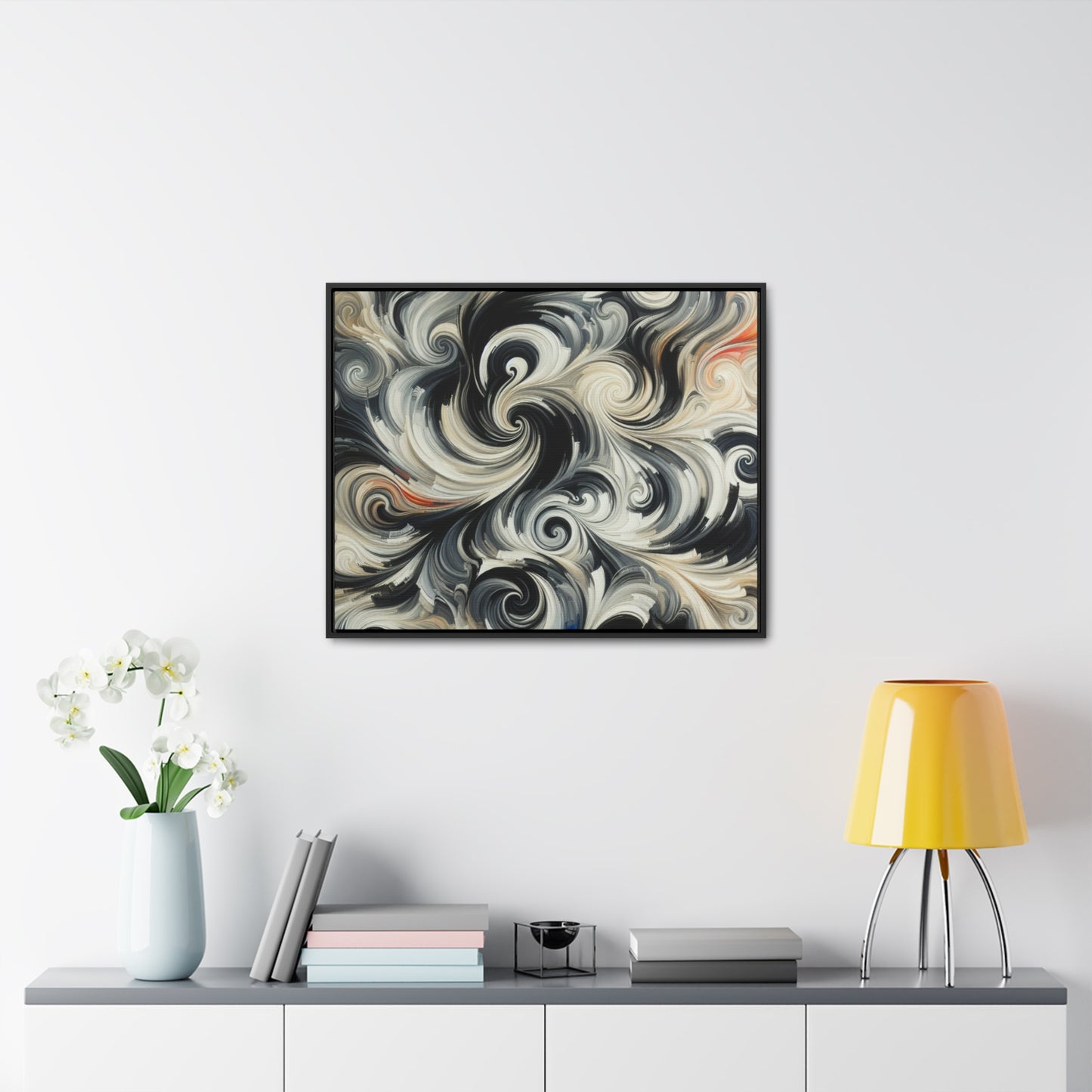 Ephemeral Expressions in Cream, Black, and Silver Canvas