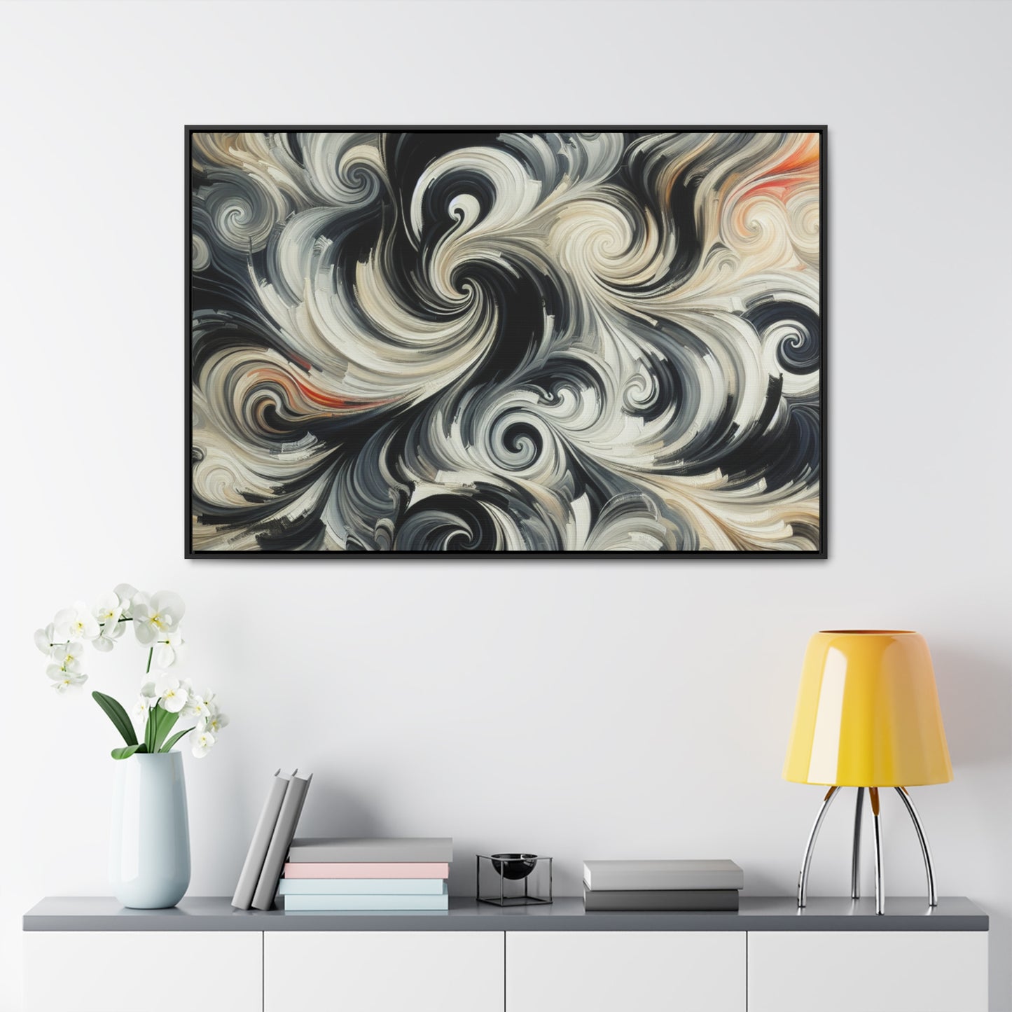 Ephemeral Expressions in Cream, Black, and Silver Canvas