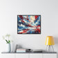 Vibrant Transcendence in Sky Blue, Red, and White Canvas