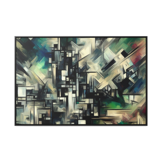 Abstract Expressions in Green, Black, and Silver Canvas